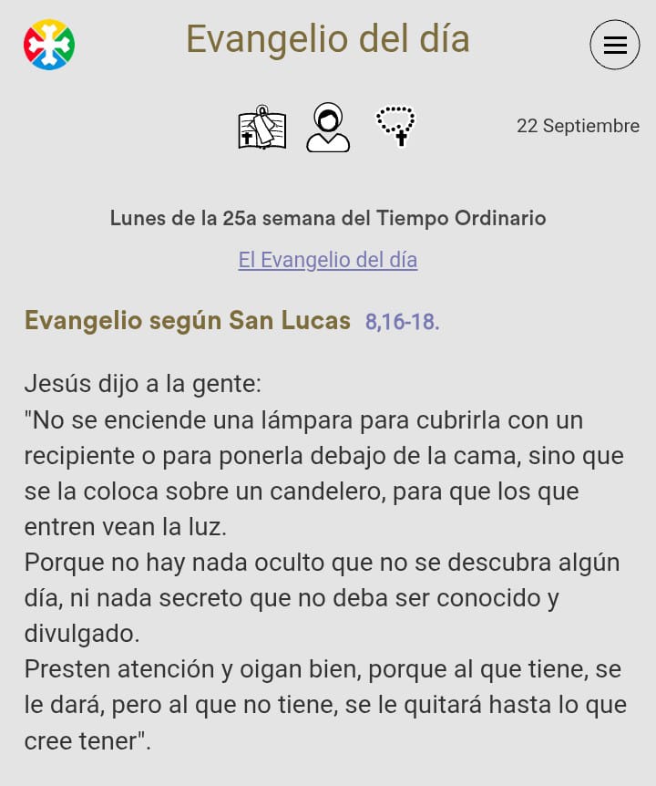 pdninos's tweet image. #EvangeliodelDía
Lectura del santo evangelio San Lucas 8, 16

En aquel tiempo, dijo Jesús al gentío:
«Nadie ha encendido una lámpara, la tapa con una vasija o lo mete debajo de la cama; sino que la pone en el candelero

#DivinoNiño   #PadrEdwin @RSB840AM @CSSPDN1 @PadrEdwin