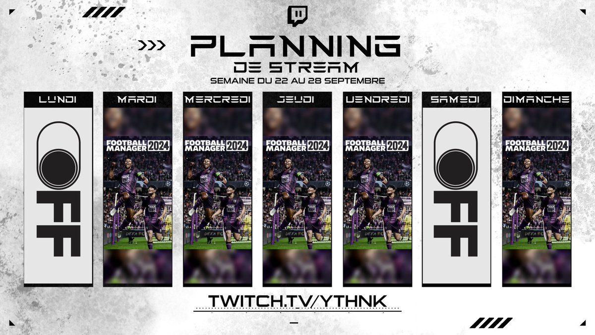 🗓️ Nouvelle semaine, nouveau planning !
👉 5 bonnes doses de #FM24 au programme ⚽️🔥

🕒 Demain dés 15h:
💰 Mercato Ligue des Champions à Bournemouth !
📺 twitch.tv/ythnk

Bonne semaine à tous ! 🍿