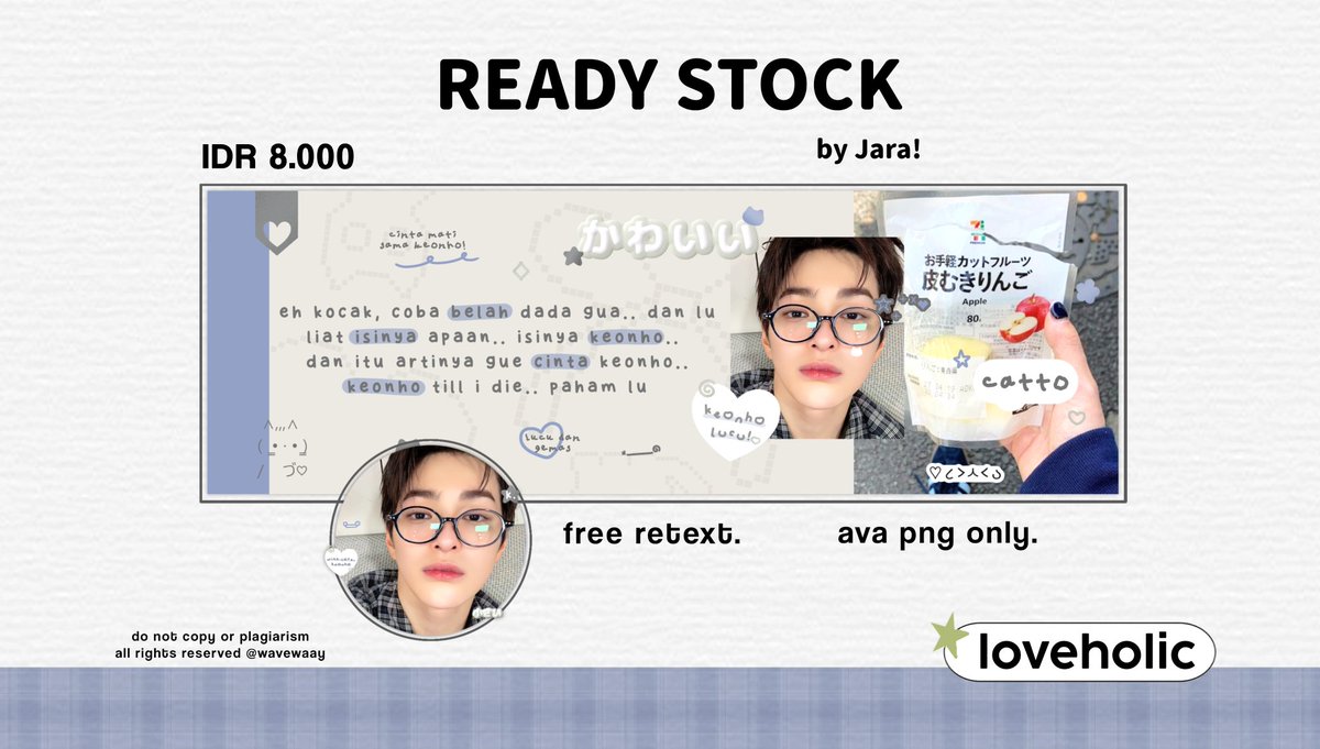help repost please, thank you! 💭

hello, aku punya layout rs karina lagi mam, jennie merah sama keonho yang lucu lucu! 🥣🥛🧀🍡 yuk langsung dijemput layoutnya, 8k/ea payment via QRIS only yapp. <3

#zonauang #zonaba ready stock aespa blackpink cortis