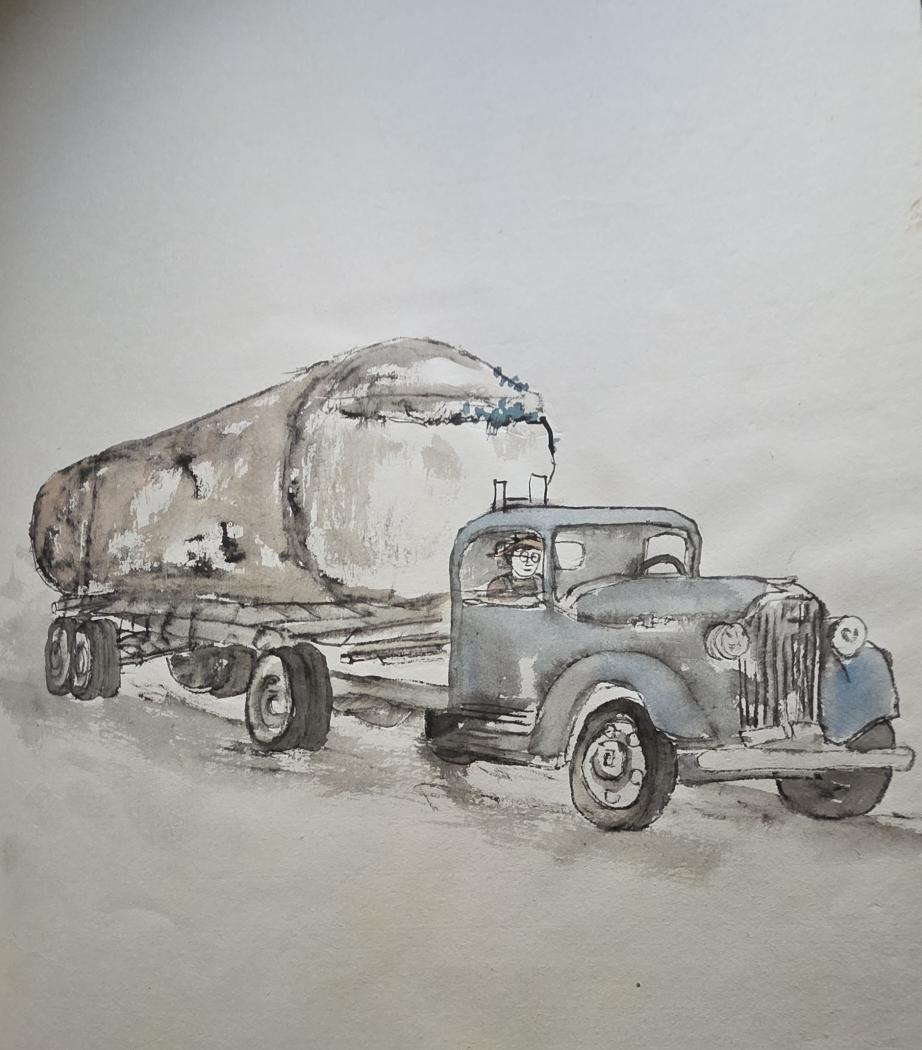 SSosum's tweet photo. "Logging truck" in folding album on rice paer. # Inkstick #Chinese pigments #traditionalChinesestyle https://t.co/RpemRkkTs2