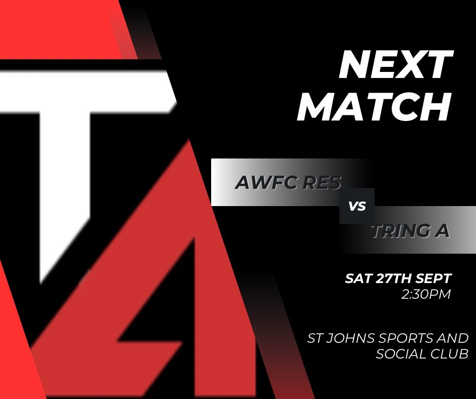 NEXT UP🔴⚫️

The boys looking to bounce back after Saturdays defeat. They travel to AWFC Reserves this weekend!

🏆Aylesbury District League