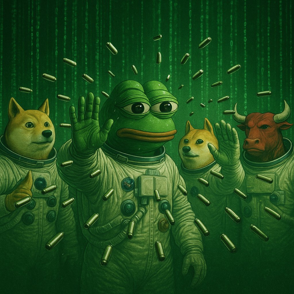 PEPESPACE1's tweet image. When the market shoots FUD bullets…
But the meme lords stop them with pure HODL energy. 💎✋🌌
#HODL #GM #MatrixMode #MemeCoin #Bitcoin  #ToTheMoon