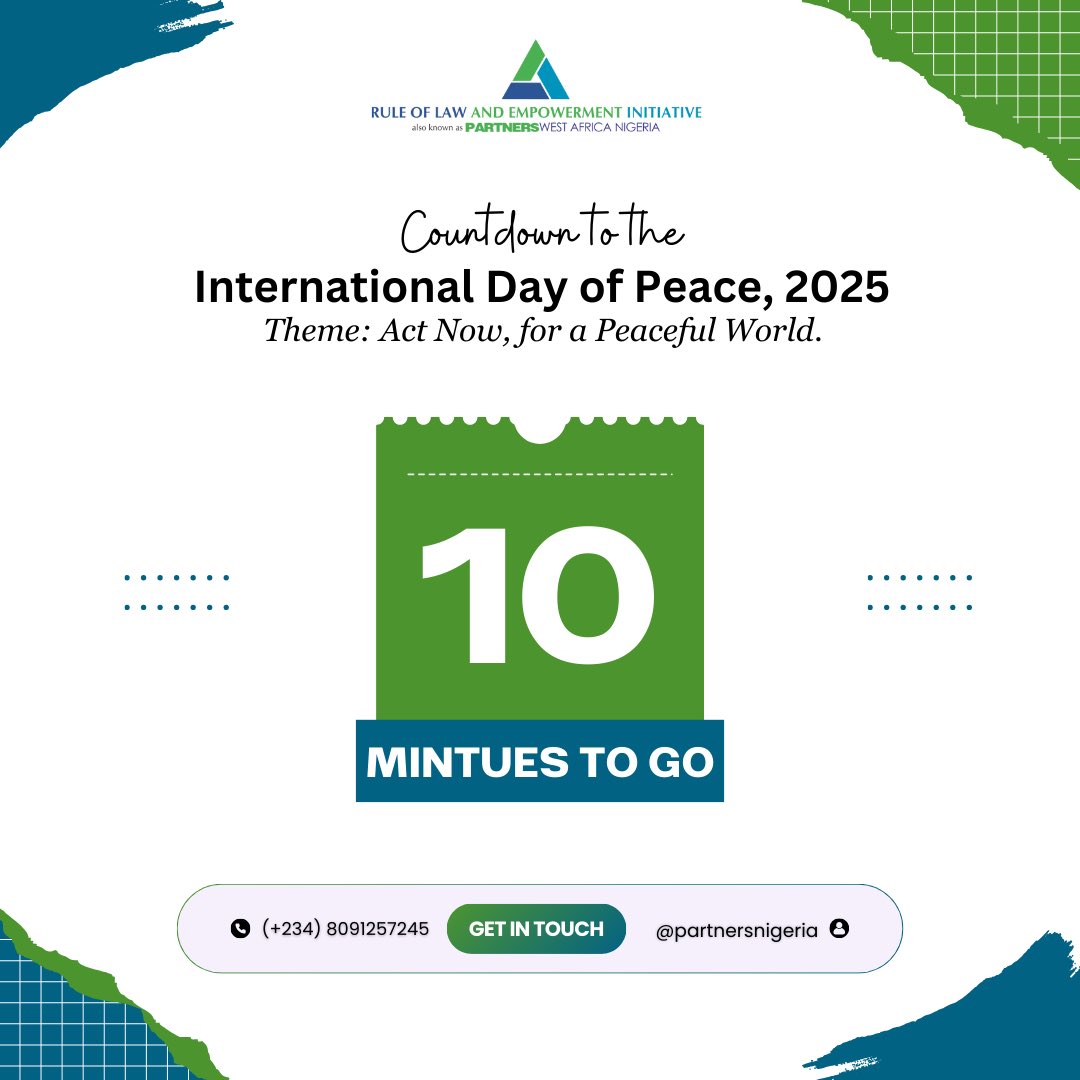 partnersnigeria's tweet image. 10 minutes to go!! The International Day of Peace Instagram Live🥳

PWAN is excited to join the world to mark the annual celebration of International Day of Peace.

At PWAN, we believe that peace also is equality, inclusion, security and opportunities for both genders.

#PWAN…