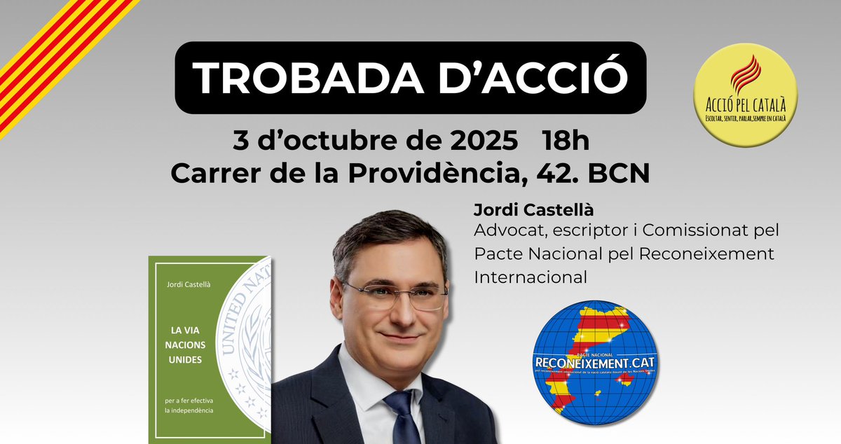 El Pacte Nacional pel Reconeixement Internacional d la Nació Catalana és un projecte col·lectiu q compte amb el suport d 20 entitats. Pilotat pel comissionat <a href="/jordi_kanet/">Jordi Castellà</a> pretén presentar el cas català davant Nacions Unides com a fórmula per l’alliberament nacional.
T'ho perdràs?