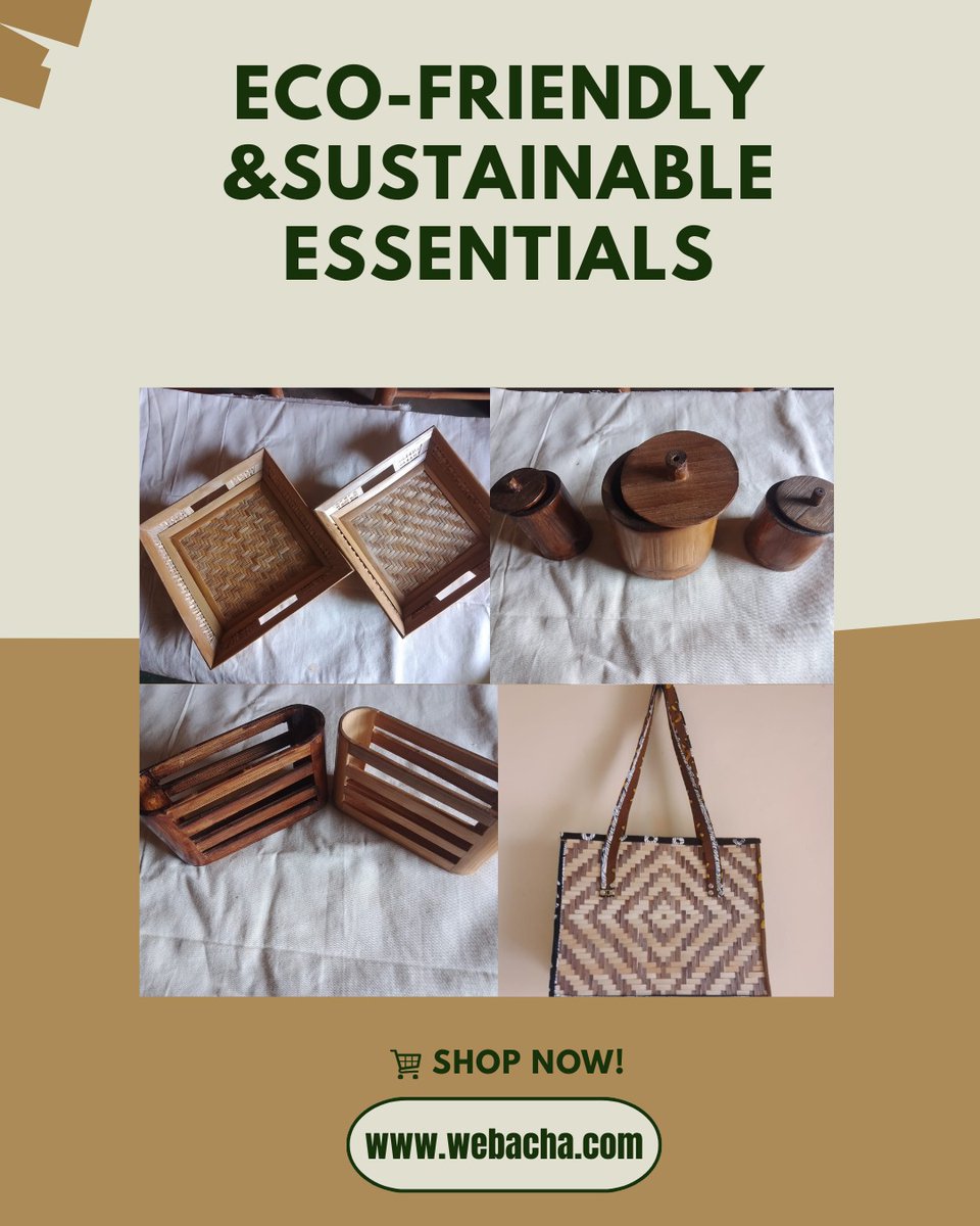 Eco meets elegance. 🌱
Bamboo trays, tins, bags, and serviette holders, all at Webacha.

🔗 webacha.com to place your order
🤝 DM for enquiries, bulk orders, or partnerships.

Think eco. Think Webacha.