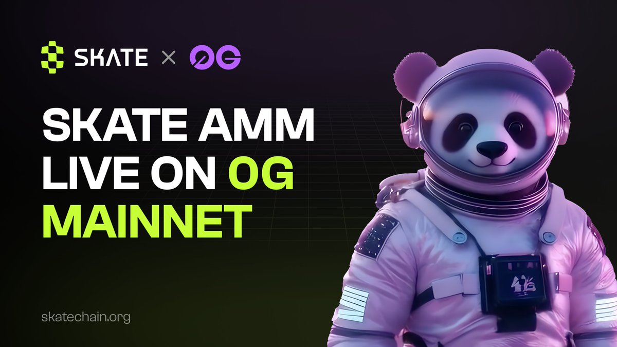 skate_chain's tweet image. 0gm 0G Community
Skate AMM is live on @0G_labs Mainnet

Users will be able to swap on 0G Mainnet soon on amm.skatechain.org