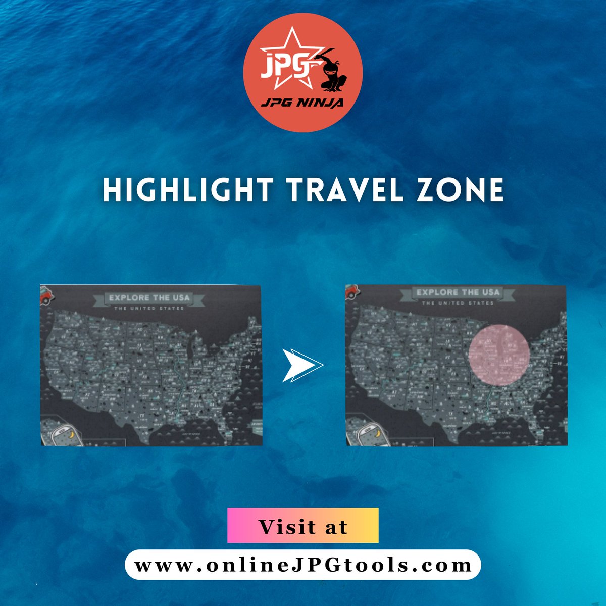 jpgninja2024's tweet image. In this example, we mark a circular zone on the map that shows places that can be reached on a single charge.
Try our Tool: onlinejpgtools.com/highlight-jpg-…
#browserling #highlightjpg #imageannotation #focusarea #photoediting #visualstorytelling #digitaldesign #onlineeditor