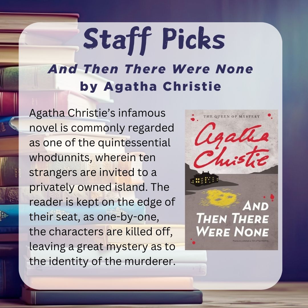 galwaycitylib's tweet image. STAFF PICKS! Oisín recommends 'And Then There Were None' by Agatha Christie.
#StaffPicks #RecommendedReads #ReadingForFun #AtYourLibrary
@LibrariesGalway @GalwayCoCo @GalwayCityCo