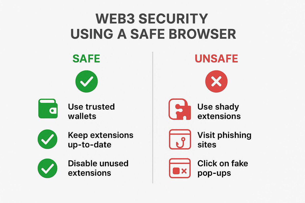 KakumiCreates's tweet image. Wrap-up:

👉 Your browser is your frontline defense
👉 Fewer extensions = safer experience
👉 Add layers of privacy to protect your Web3 life

Day 13 drops tomorrow — we’ll explore Why hardware wallets are the ultimate protection 🔐🪙
#30DaysOfWeb3 #Web3