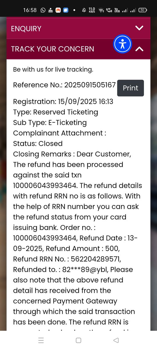 rielrishu's tweet photo. @RailwaySeva @IRCTCofficial  Maine 10 din pahle rail e wallet me 500 recharge Kiya tha jo ki Paisa cut gya mere account me vapas nahi aaya baar bar shikayat kr rha hu lekin aap log bas process process kr rhe hai https://t.co/SzhPLZClXo