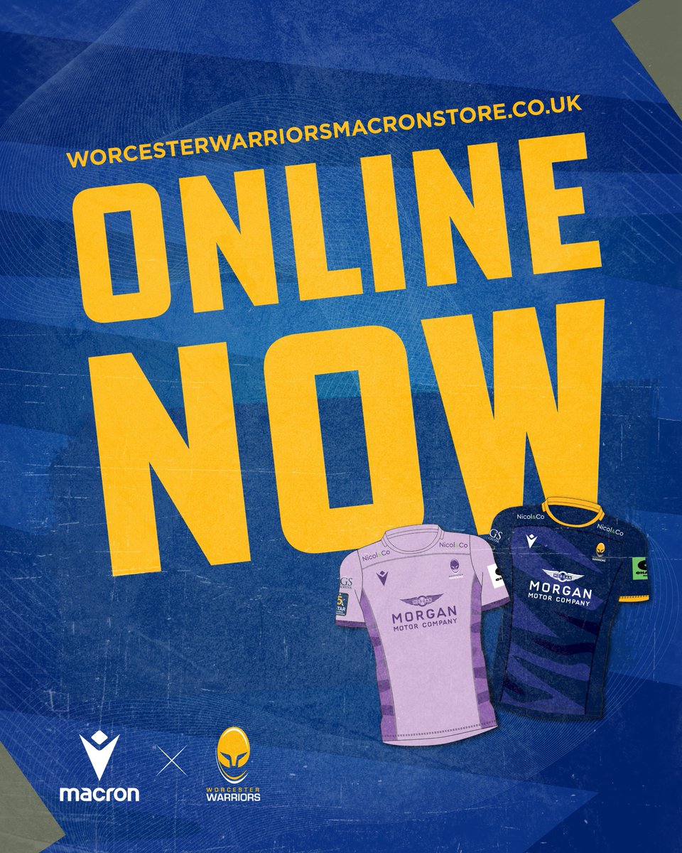 WorcesterMacron's tweet image. 💙💛 The Worcester Warriors 25/26 Home &amp;amp; Away Replicas are ONLINE NOW!

🔥 After Friday’s amazing turnout &amp;amp; support, some sizes sold out — but you can still pre-order yours today! 

👉 worcesterwarriorsmacronstore.co.uk/product-catego…

#WarriorsReturn #WeAreWarriors