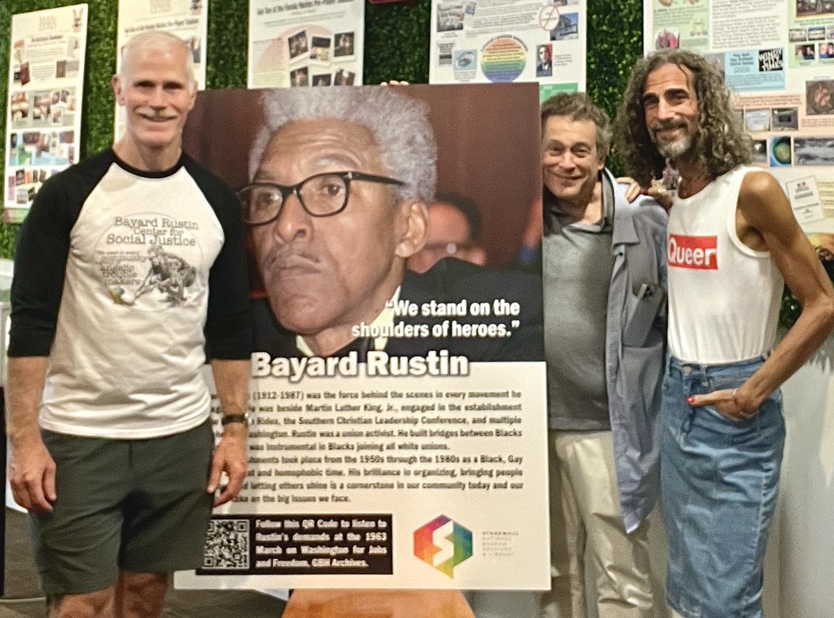 RustinCenter's tweet image. Our @RustinCenter wreckin&apos; crew showed up &amp;amp; glowed up this weekend @MuseumStonewall 
Preppin&apos; our extraordinary exhibit amplifyin&apos; the life &amp;amp; legacy of our inspirational namesake Black Queer LGBTQIA+ &amp;amp; Civil Rights Pioneer Bayard Rustin to further amplify OG Angelic Troublemaker!