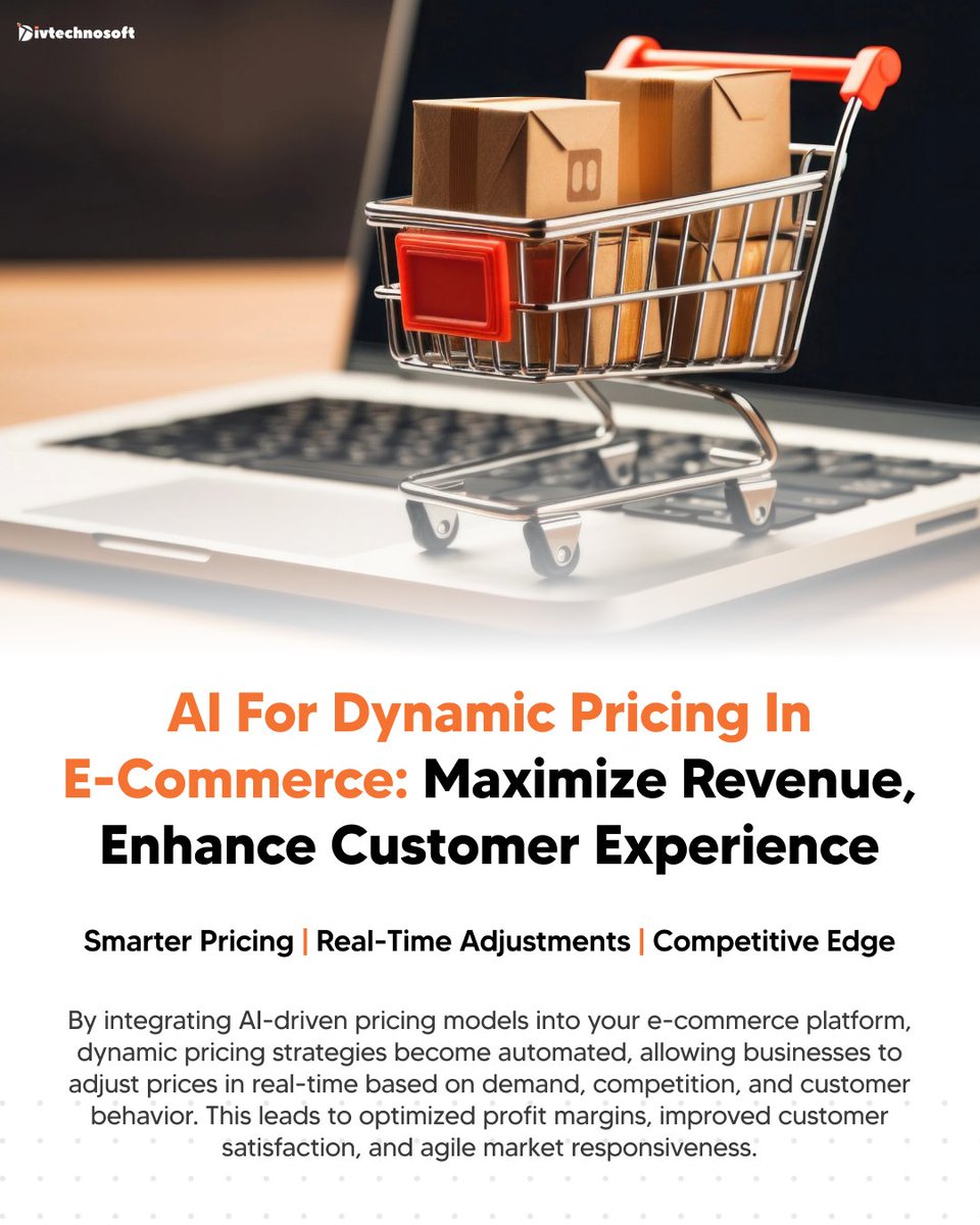 divtechnosoft's tweet image. E-commerce pricing moves fast, staying competitive means reacting even faster.
With AI-powered dynamic pricing, businesses can adjust in real time based on demand, competition & behavior. Smarter pricing = better margins & happier customers.
#Ecommerce #AI #divtechnosoft
