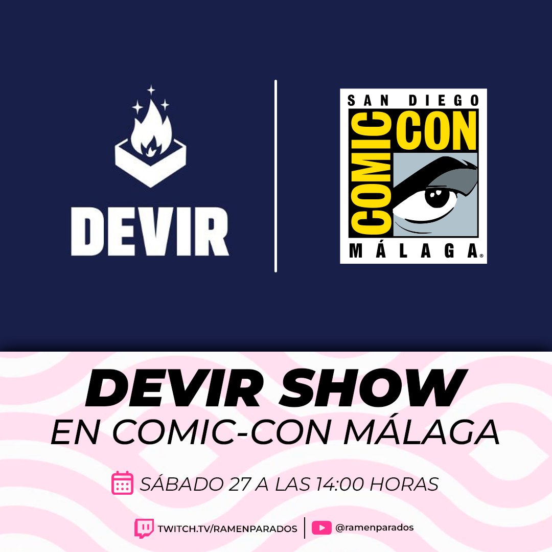 RamenParaDos's tweet photo. 💥 El próximo #DevirShow EN DIRECTO
🎙️ Emitiremos desde la @comicconmalaga el evento de @DevirIberia, donde esperamos que hayan las primeras noticias oficiales de su línea @DevirManga
📅 SÁBADO 27 a las 14:00 horas
📍 https://t.co/qaz3VDWaaP https://t.co/nW9akxYyxI