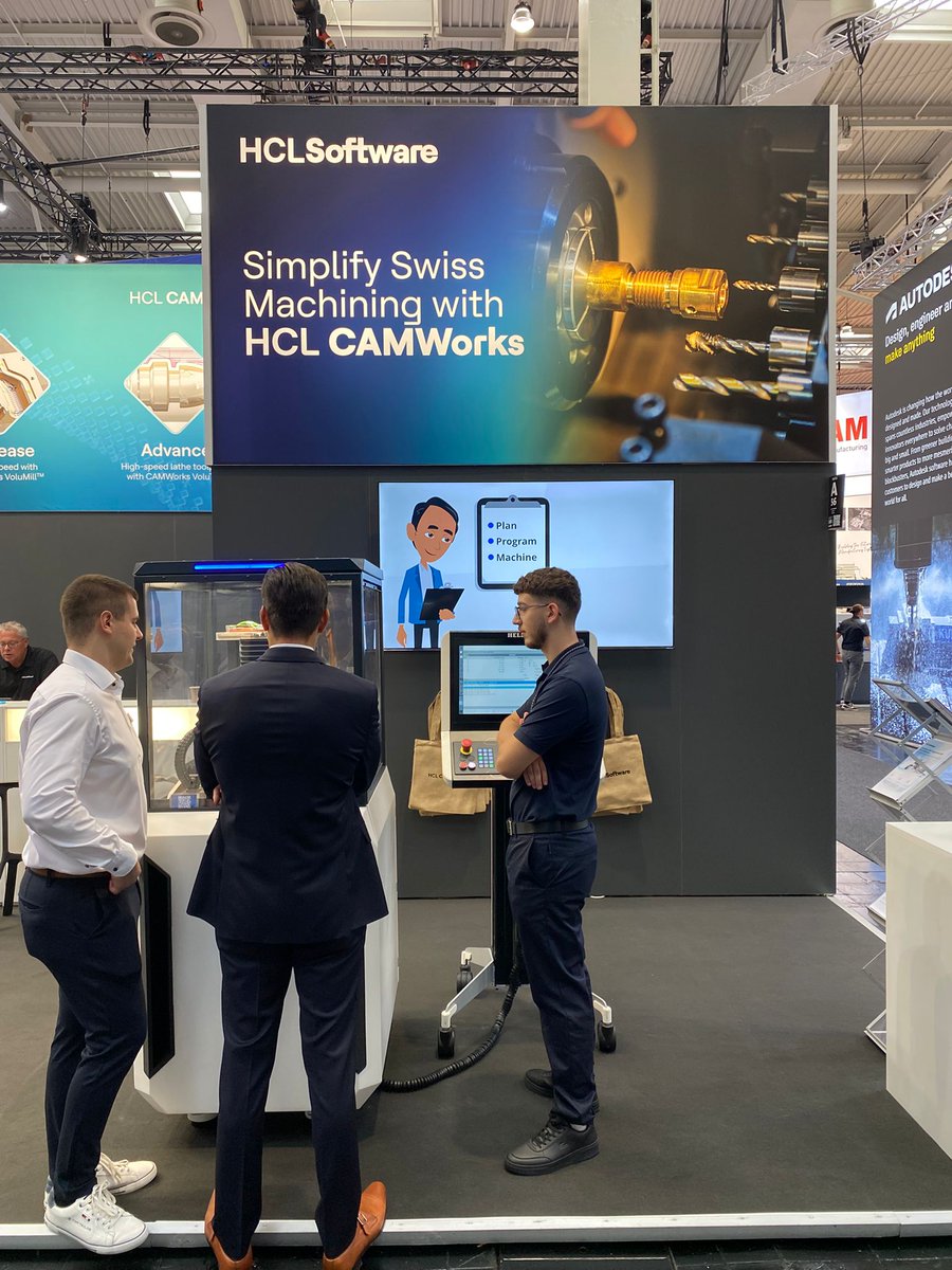 CAMWorks's tweet image. EMO 2025, Day 1! 

Join us at EMO 2025- Hall 6, Stand# A56, where we&apos;ll be showcasing the power of HCL CAMWorks and SOLIDWORKS CAM! 

We&apos;re excited to debut our latest launch - HCL CAMWorks - Swiss Machining!