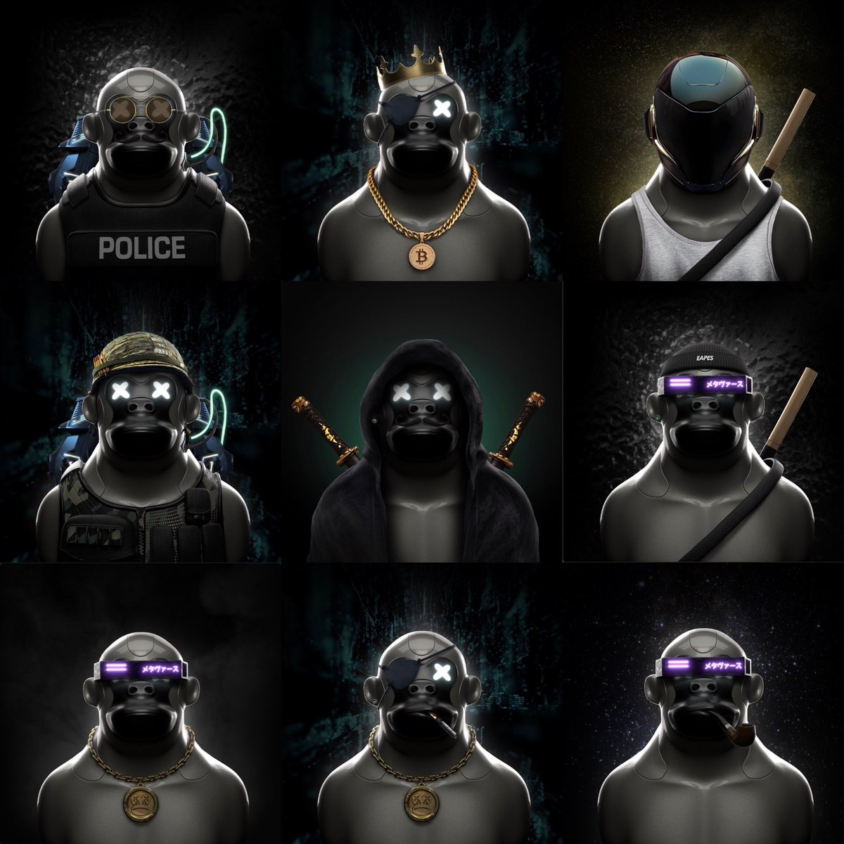 Working hard to secure my favourite <a href="/EAPESCLUB/">EAPES</a> #NFTs while prices are favourable! Here are some of my favourites! What are your favourites from the <a href="/solana/">Solana</a> or <a href="/MultiversX/">Multiversᕽ</a> collection? Owned or ones you’d like to own!