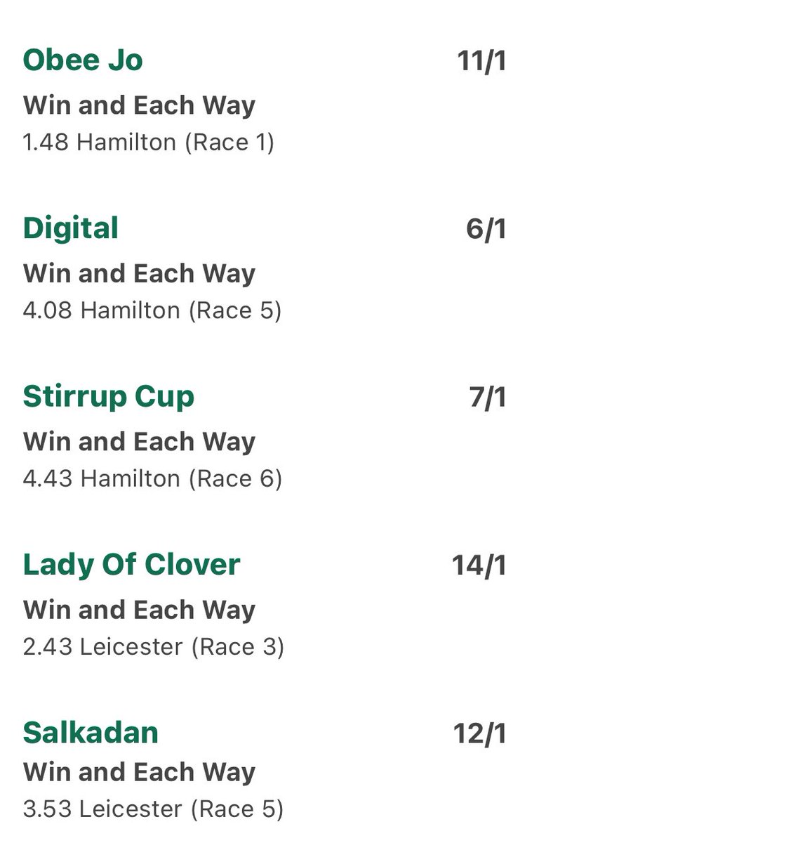 Rare day to catch up on some racing. Gonna play these as singles