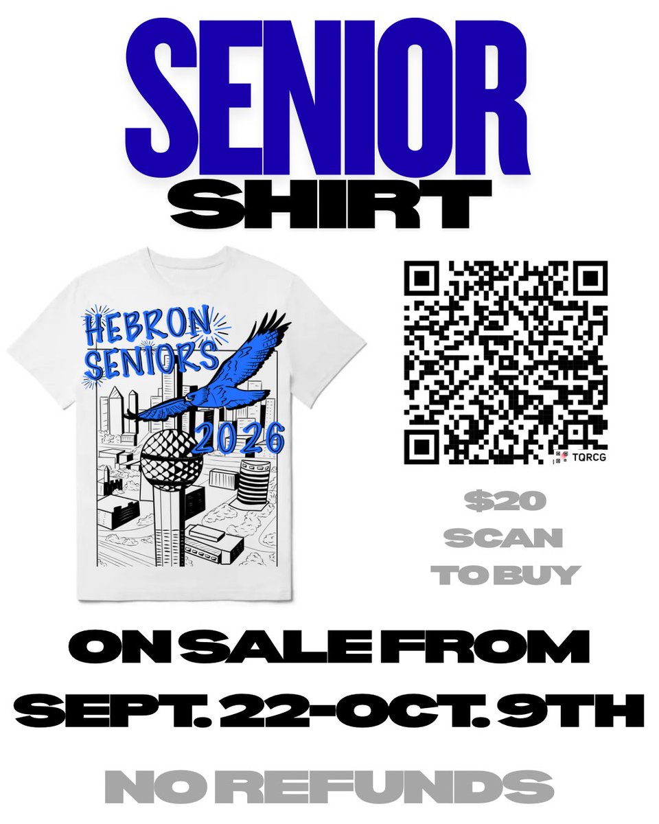 Thank you Siona for designing this year’s class shirt!! Be sure to get your shirt by October 9th.