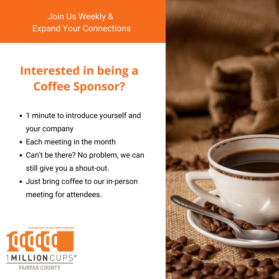 We love partnering with businesses monthly and having them join as our Monthly Coffee Sponsor. Stay top of mind with your audience. Message us if you are interested, or attend our meeting and let us know. Register here:  bit.ly/4lH6CRU. #coffee #community