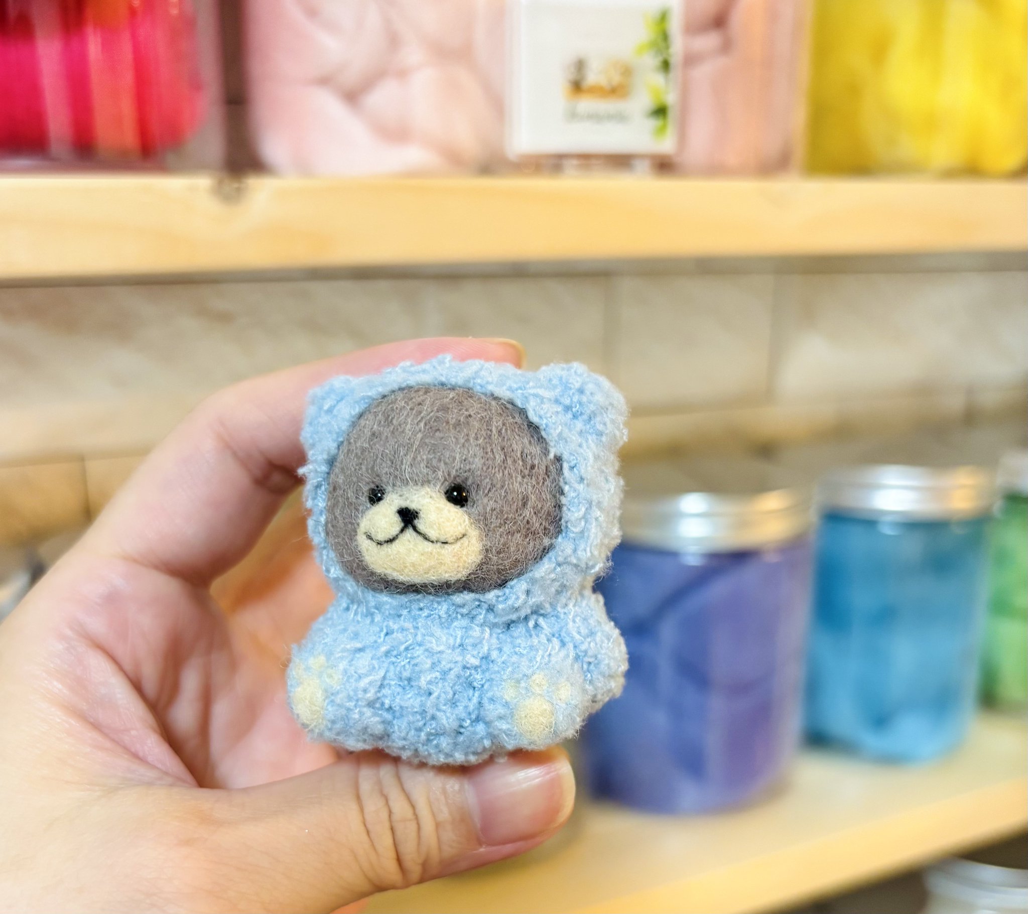 【確認用】ピンクのおミミのくまさん✽羊毛フェルト kumamia（くまみあ）@羊毛フェルトでくまの3兄弟をつくっている