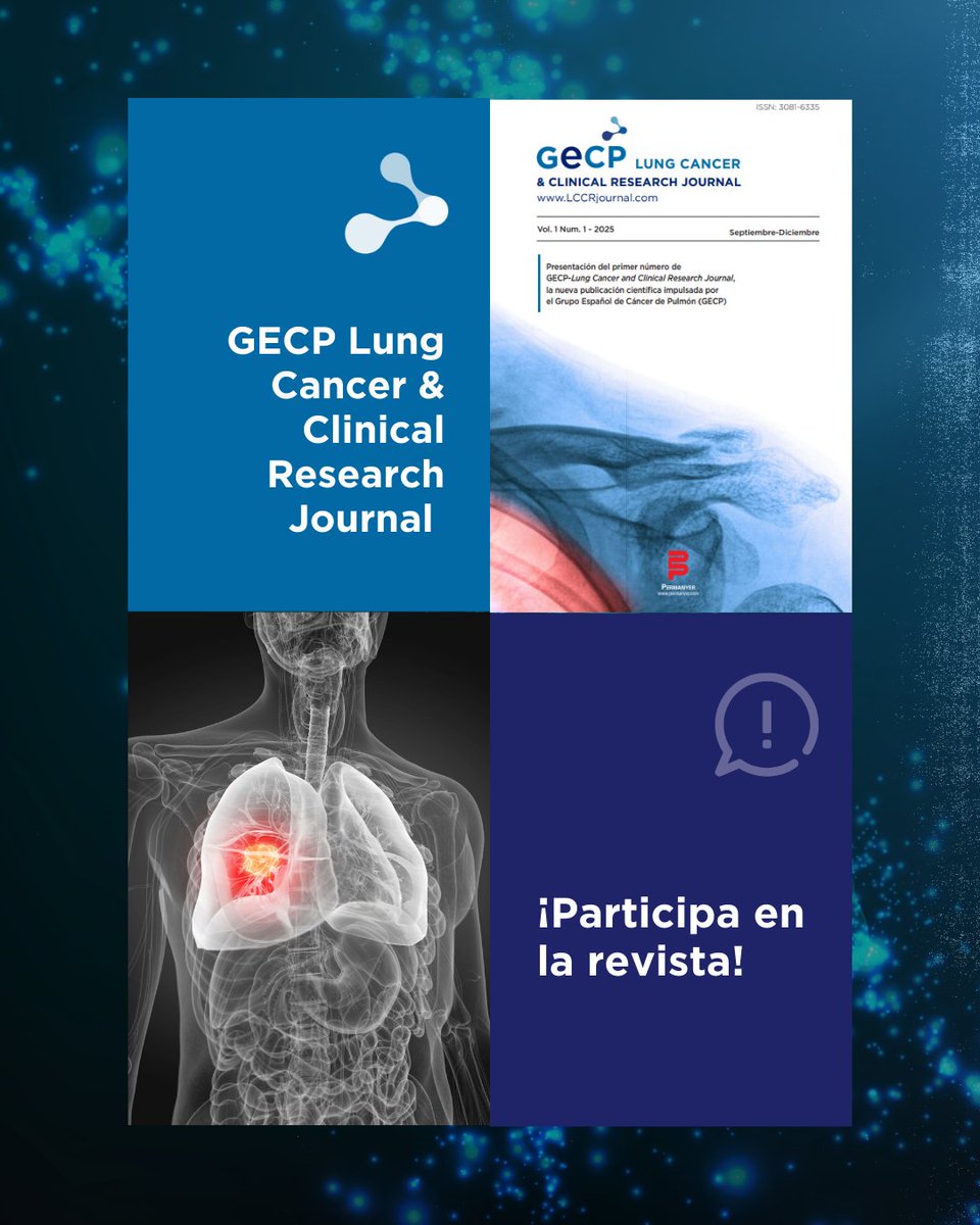 🗣️ El futuro de GECP Lung Cancer &amp; Clinical Research Journal depende de ti.
👩‍⚕️🧑‍⚕️ Invitamos a oncólogos, investigadores y profesionales de la salud a enviar manuscritos, revisar, proponer y construir juntos este proyecto científico en cáncer de pulmón🫁.
🙌 Súmate y haz tuya la
