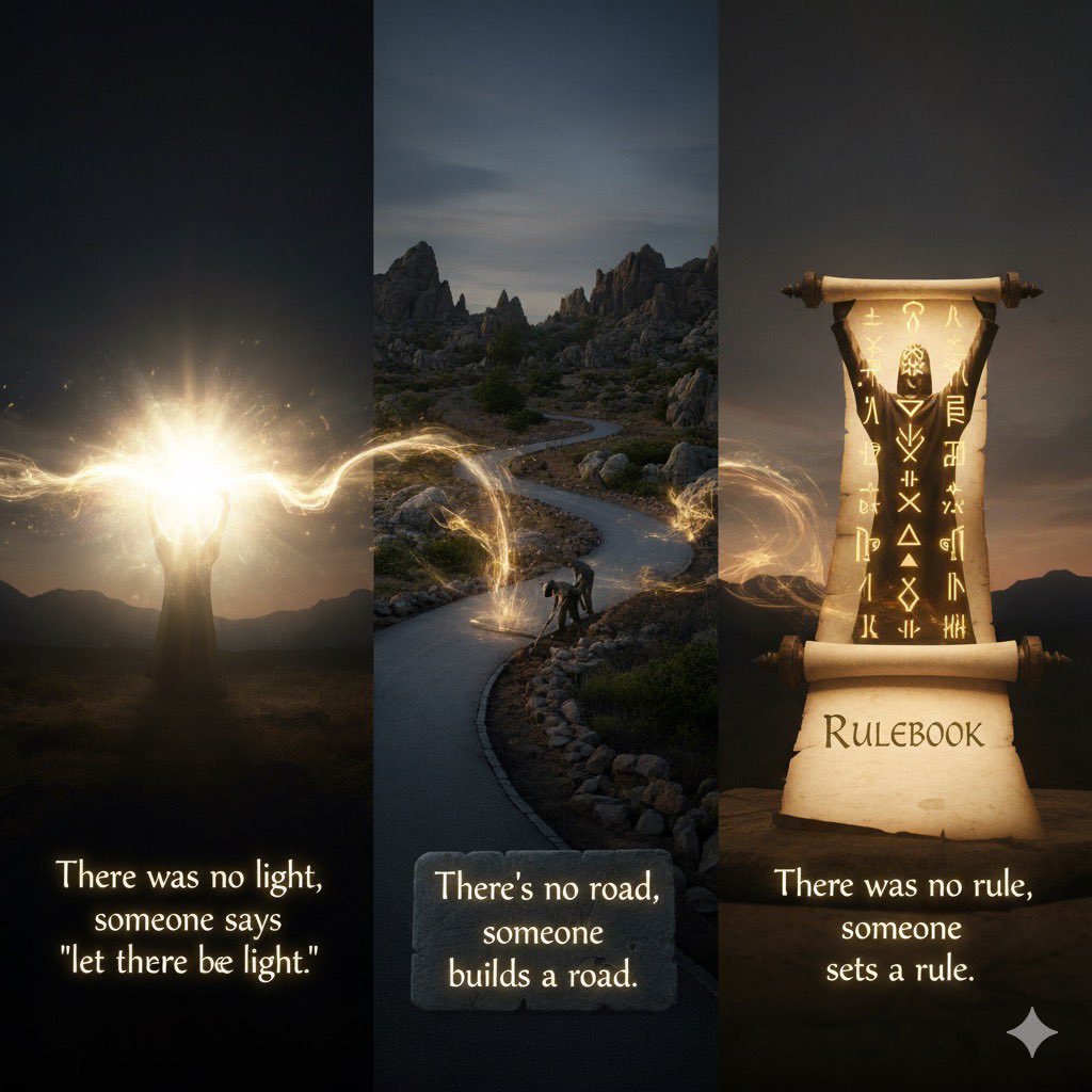 denglhs's tweet image. There was no light, someone says "let there be light".
There's no road, someone builds a road.
There was no rule, someone sets a rule". 😊