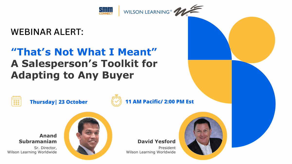 WilsonLearning's tweet image. Are your salespeople truly connecting with customers…or missing three out of four opportunities?

Register Here: lnkd.in/gvMPGu_e

#learning #training #development #smmconnect #salestraining #saleschallenges #salesdevelopment #sales