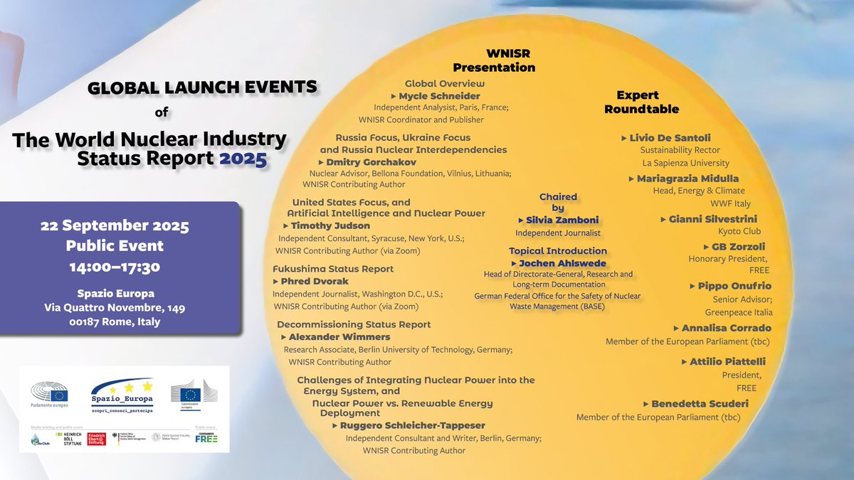 UPDATE – Global Launch of the World Nuclear Industry Status Report 2025 (WNISR2025): the public event begins in 5 minutes

Follow live👇
youtube.com/watch?v=8J54t_…

🔗 WNISR2025: worldnuclearreport.org/World-Nuclear-…