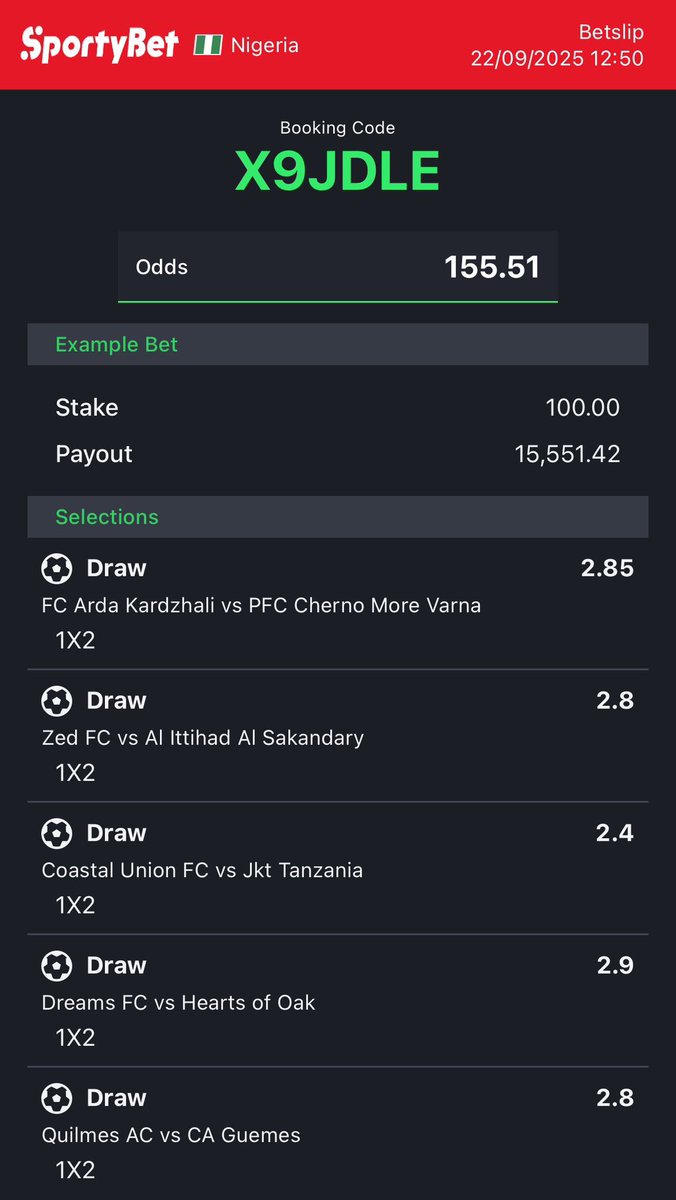 dfwpehlumiiii's tweet photo. Games on bet9ja today FTX converted to sportybet⤵️

X9JDLE -5/5 WPYK9A -6/6 

Combo.
VJ637H -sporty👩‍💻

Follow 4 convert &amp; combination of codes 2 ur preferred bookies! 

Retweet 4 larger audience😤🗣️ https://t.co/GCpYdXwWRs