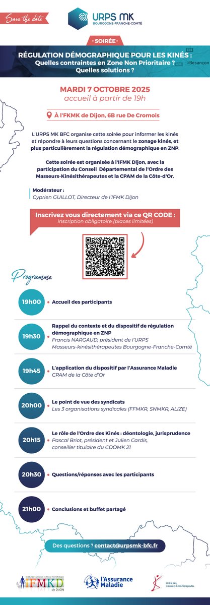 Soirée d'informations Zonage en zone non prioritaire en Côte-d'Or mardi 7 octobre 2025 à l'IFMK de Dijon à partir de 19h