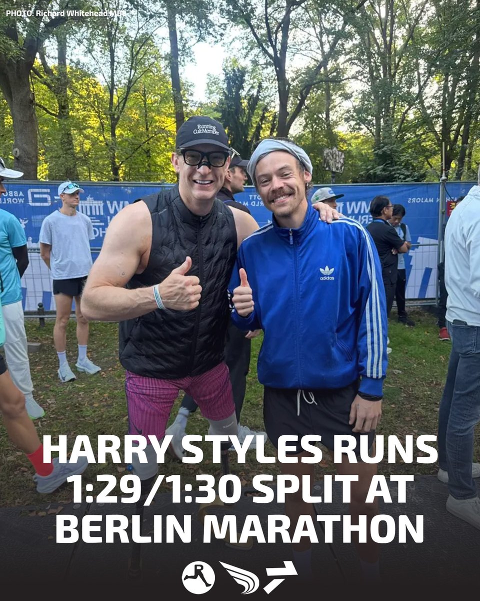 Vinco (@vincosport) on Twitter photo Just an international Pop start with an 4:14km average pace 🏃  
Harry Styles once again took to the roads of one of the World marathon majors on Sunday where he laid down a sub three hour run (2:59.13) in Berlin. And even had time to pose for a photo with Para track legend Just an international Pop start with an 4:14km average pace 🏃  
Harry Styles once again took to the roads of one of the World marathon majors on Sunday where he laid down a sub three hour run (2:59.13) in Berlin. And even had time to pose for a photo with Para track legend