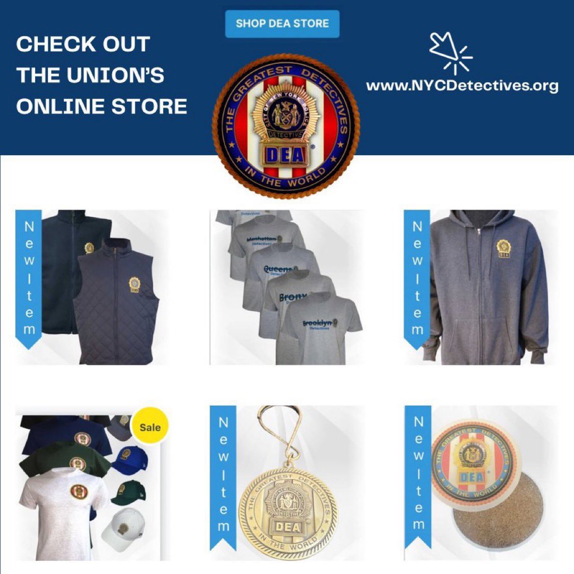 NYCPDDEA's tweet image. 🚨New DEA Store Items! 

Attention active and retired Detective! Check out the latest items in the DEA store. Sign in and shop now: NYCDetectives.org/shop