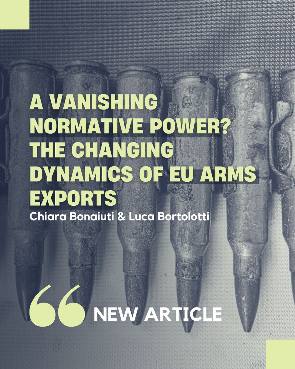 intl_spectator's tweet image. ⚠️New #article online!
🛡️A Vanishing Normative Power? The Changing Dynamics of EU Arms Exports: Trade, Geopolitics and Ethics from the First Gulf War to the War in Ukraine
🔍 Find out more: loom.ly/sEklxzg
✒️ Chiara Bonaiuti (@UniofNewcastle) & Luca Bortolotti (@Unibo)