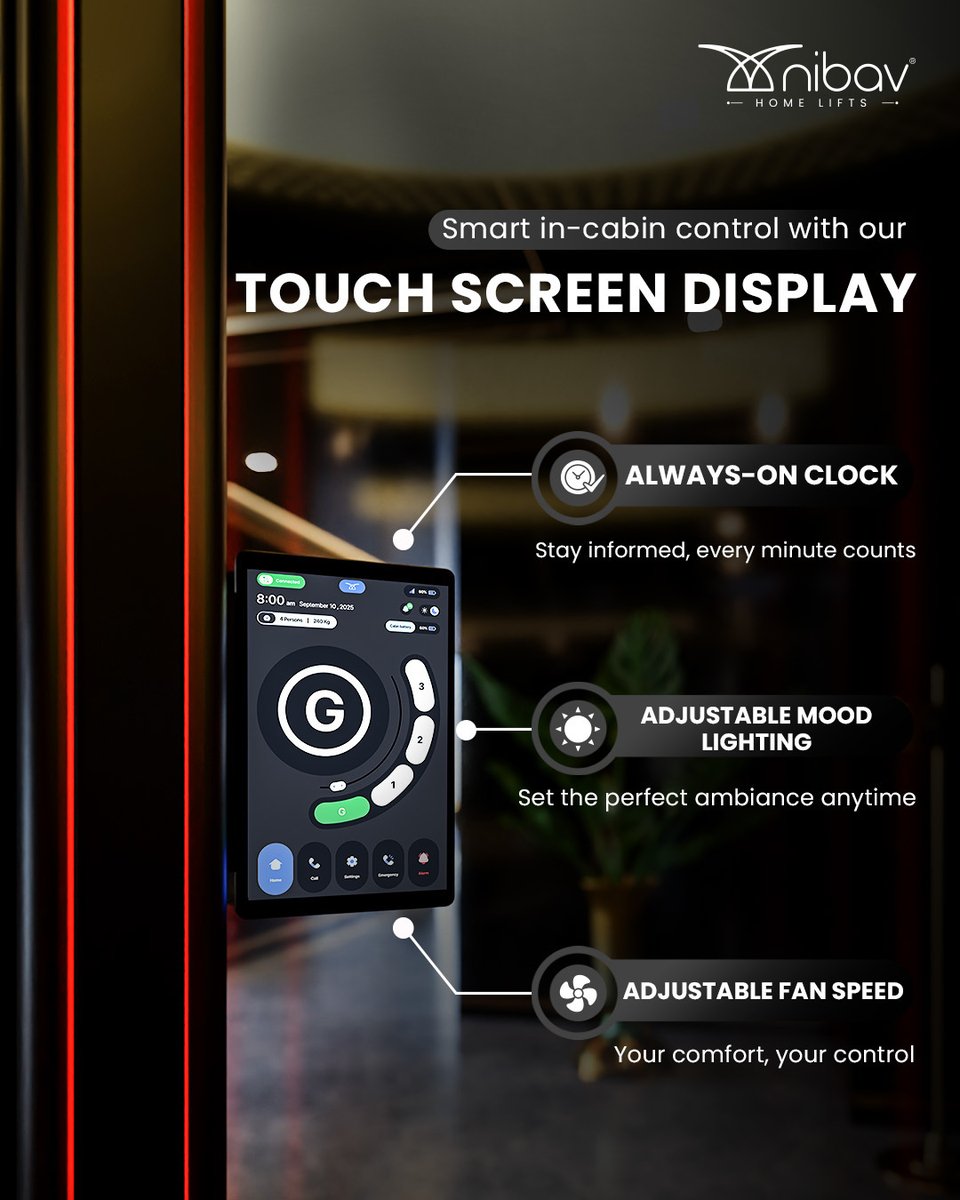nibavmalaysia's tweet image. With touch-screen control, set the mood, stay informed, and enjoy comfort your way.
Because true luxury is in the details.💫

DM us to experience the future of living with Nibav Home Lifts Malaysia .✨

#NibavHomeElevators #NibavMalaysia #HomeLiftsMalaysia #SmartLivingMalaysia