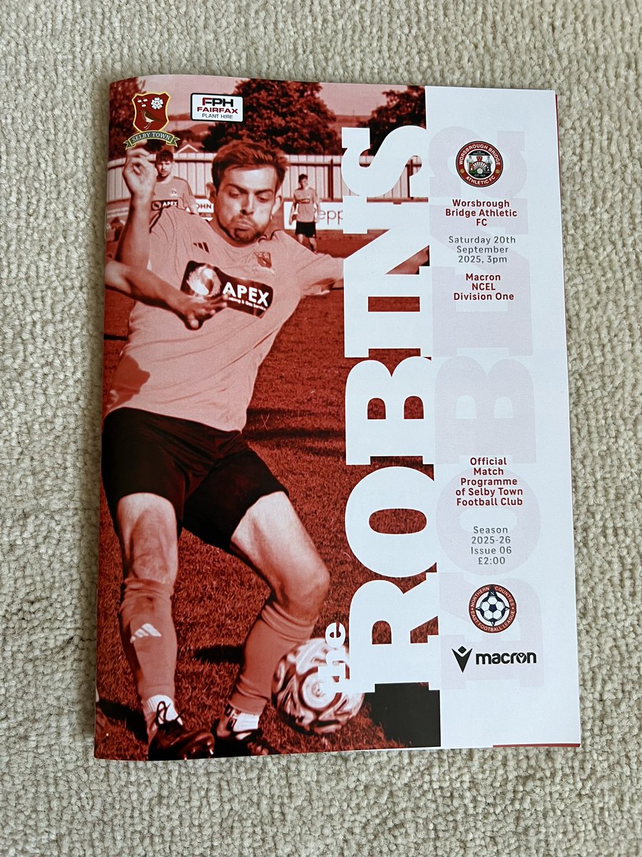 I had a nice day in v wet N Yorks on sat to see <a href="/SelbyTown_FC/">Selby Town FC</a> v <a href="/WorsbroughBFC/">Worsbrough Bridge AFC</a> in <a href="/NCEL/">Macron NCEL</a> div 1. Nice town &amp; ppl &amp; loved the quirky ground. Watchable game, goals aplenty &amp; comprehensive win for visitors tho 10 man robins kept on trying #groundhopping <a href="/NLprogs/">Non-League Programmes</a> 👍😊⚽️🏟️📖☔️🏴󠁧󠁢󠁥󠁮󠁧󠁿