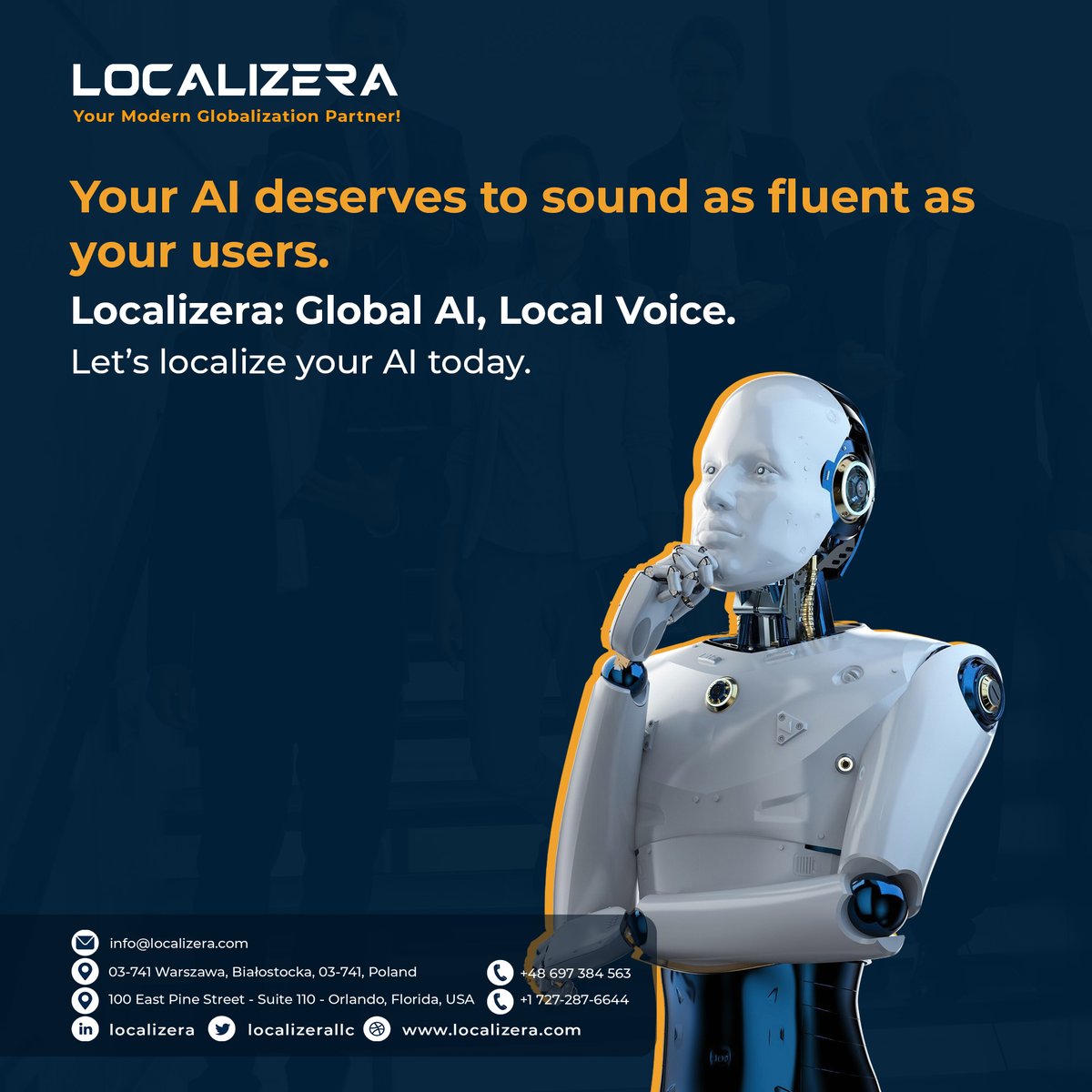 localizerallc's tweet image. Your AI’s smart 🤖 But can it speak human?
Localizera localizes AI models to adapt across 260+ languages &amp;amp; cultures.
👉 Smarter AI. Smoother conversations. 🌍
shorturl.at/KG4mm