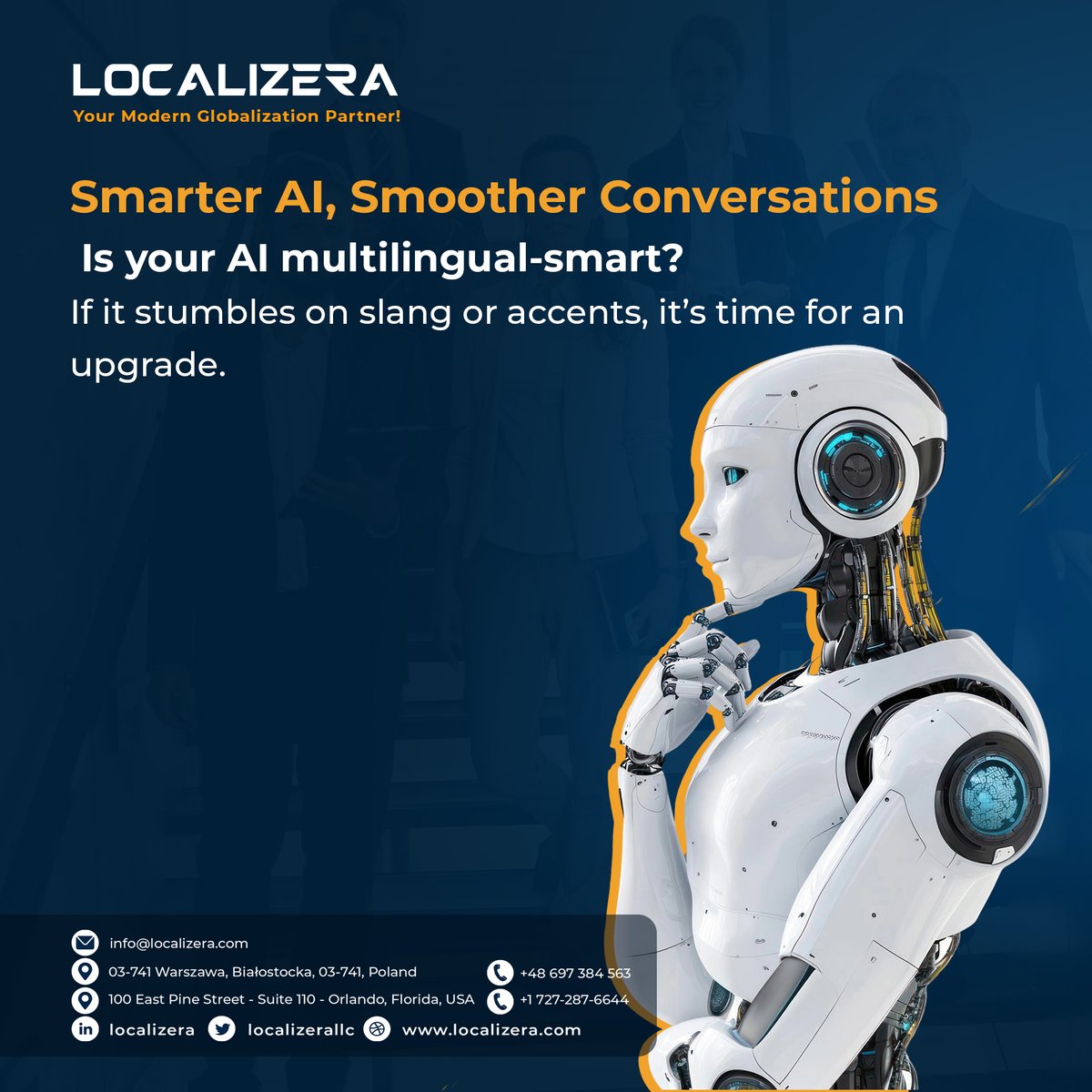 localizerallc's tweet image. Your AI’s smart 🤖 But can it speak human?
Localizera localizes AI models to adapt across 260+ languages &amp;amp; cultures.
👉 Smarter AI. Smoother conversations. 🌍
shorturl.at/KG4mm
