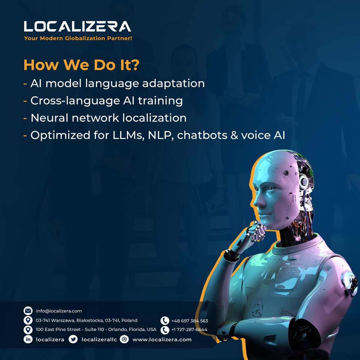 localizerallc's tweet image. Your AI’s smart 🤖 But can it speak human?
Localizera localizes AI models to adapt across 260+ languages &amp;amp; cultures.
👉 Smarter AI. Smoother conversations. 🌍
shorturl.at/KG4mm
