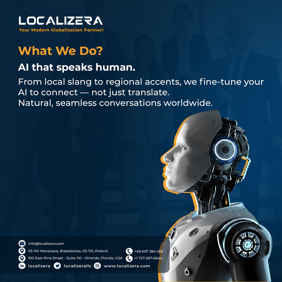 localizerallc's tweet image. Your AI’s smart 🤖 But can it speak human?
Localizera localizes AI models to adapt across 260+ languages &amp;amp; cultures.
👉 Smarter AI. Smoother conversations. 🌍
shorturl.at/KG4mm