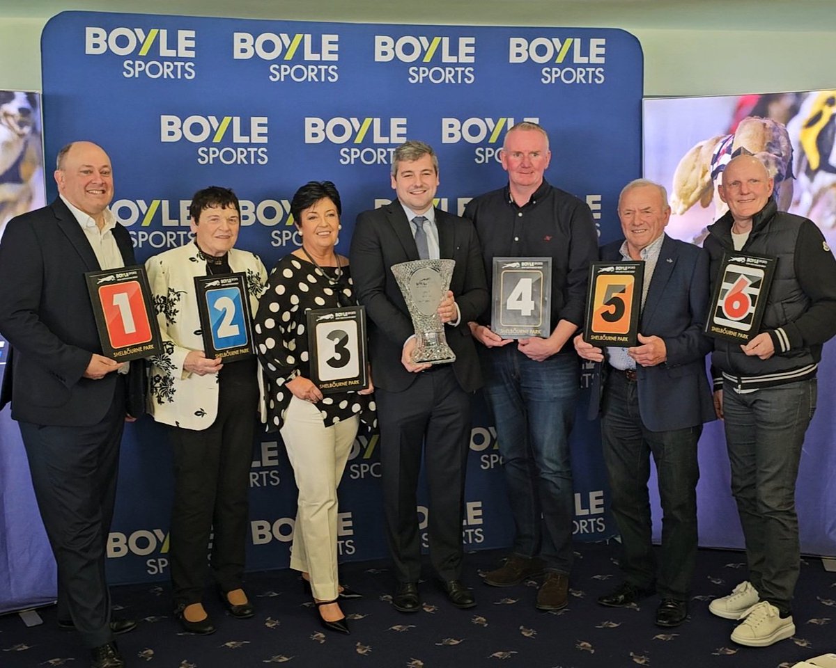 ✨️ The Final 6 ✨️

Connections of our six finalist greyhounds in the 2025 <a href="/BoyleSports/">BOYLE Sports</a> Irish Greyhound Derby on Saturday night.

An exciting week ahead for everyone!

#BOYLESportsIGD #GoGreyhoundRacing #ThisRunsDeep