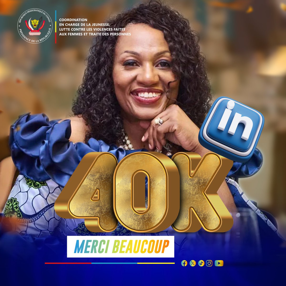 40 000 voix engagées à nos côtés sur LinkedIn 
Merci à chacune et chacun d’entre vous pour votre confiance, vos encouragements et vos partages.

#40K #Merci #LeadershipFéminin #JeunesseRDC #DroitsHumains #SoftPower