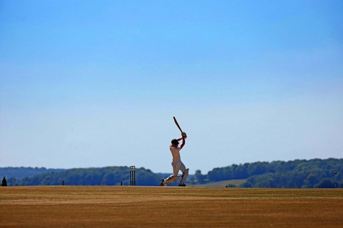 Historic Cricket Pictures (@picturesporting) on Twitter photo A stunning picture of cricket on Hambledon's  Broadhalfpenny Down, the cradle of cricket, during the 2022 heatwave (Marc Aspland) A stunning picture of cricket on Hambledon's  Broadhalfpenny Down, the cradle of cricket, during the 2022 heatwave (Marc Aspland)