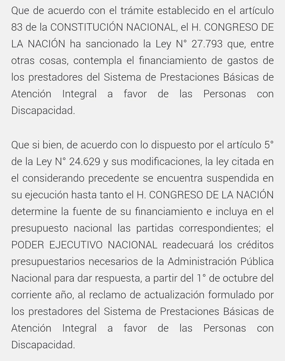 El Gobierno promulgó la Ley de #EmergenciaEnDiscapacidad y al instante la frenó enviándola de nuevo al Congreso. Un hecho sin precedentes: nunca se desobedeció una ley con tanta impunidad. Con la discapacidad NO Milei, no lo vamos a permitir.