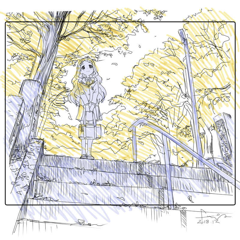 1色影でも立体感は出せるし、背景との区別だけで見映えがする。本当アニメ原画はモチベを得るきっかけだったなあ(色覚異常) 