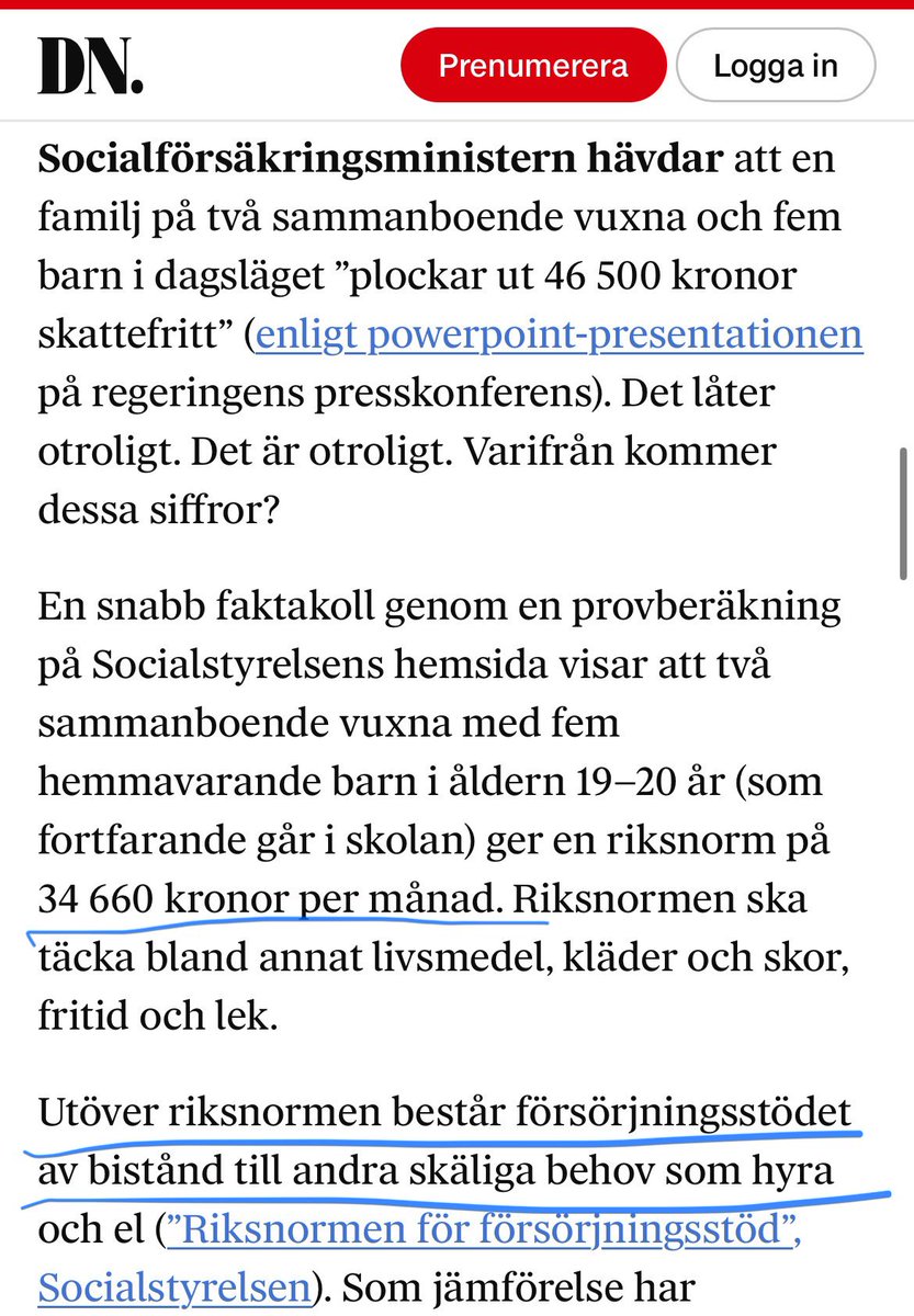 Regeringen ljuger om siffran 46 500kr, säger socionomen Nadja El-Hindy Nilsson.

De kan faktiskt bara få 34 660 kr om man glömmer räkna med hyran på 12 000 kr, skriver hon.

Hon är så smart. Vår främsta.