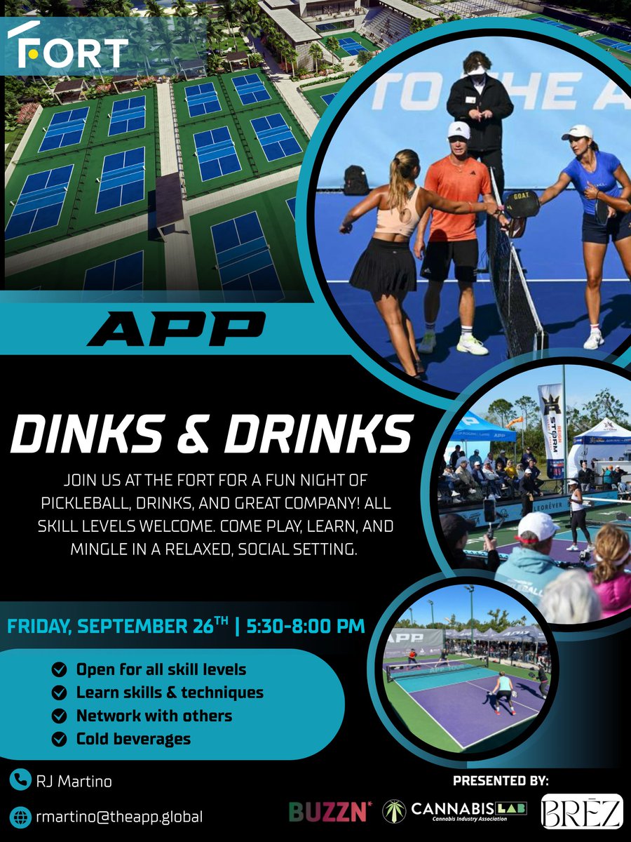 Pickleball Friday? Dinks n Dabs n Drinks 🎾✨ - Ft Lauderdale Sept 26

We’re swapping the standard happy hour for pickleball, good vibes, and real connections. Play a few games, sip a drink, and network with the cannabis industry’s best eventbrite.com/e/dinks-n-dabs…