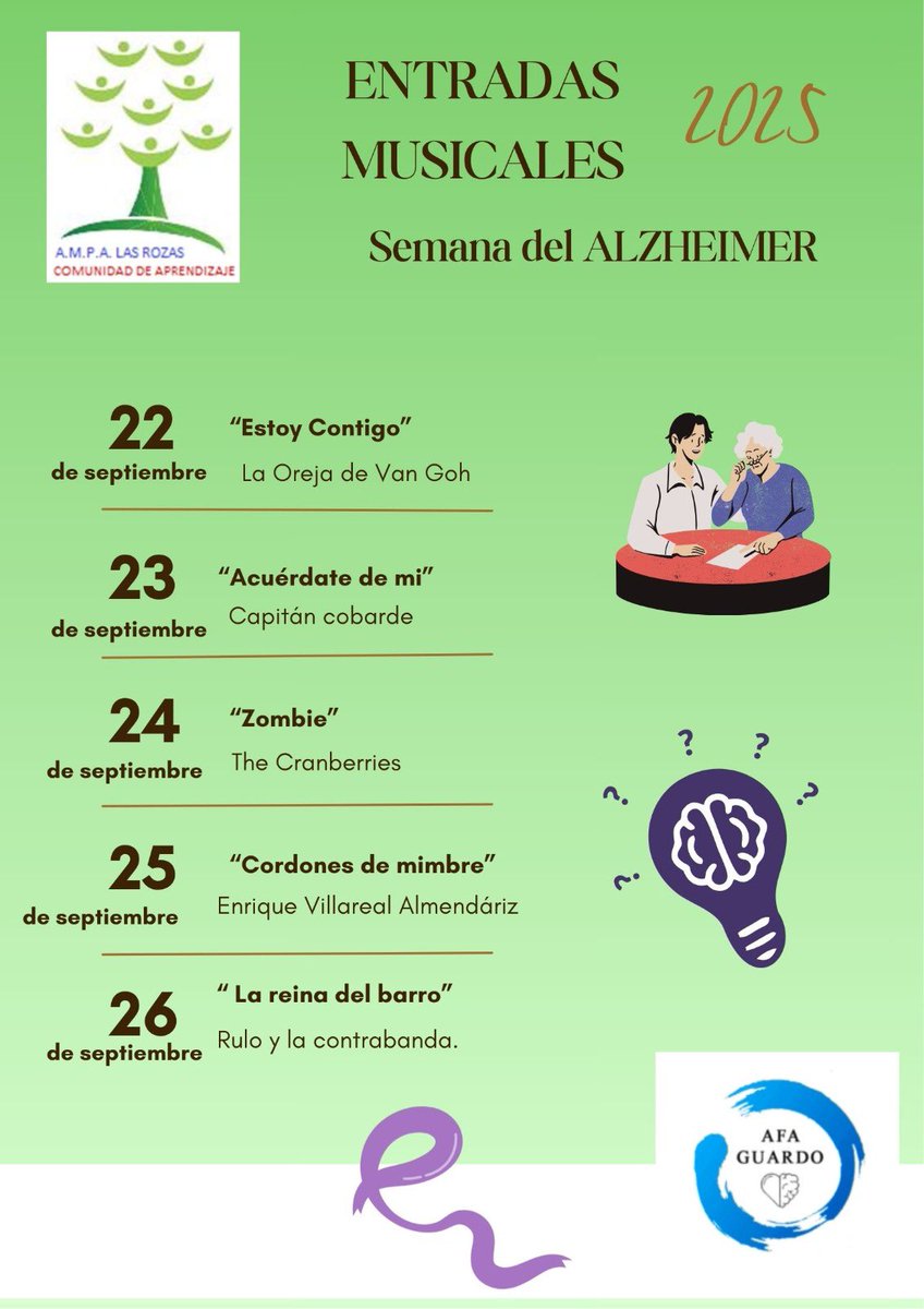 🎶💜 En la Semana del Alzheimer, desde CEIP Las Rozas y AFA Guardo seguimos trabajando con lo que más conecta: ¡la Porque la música nunca olvida. 🎵✨

#SemanaDelAlzheimer #CEIPLasRozasAFAGuardo #MúsicaQueUne

<a href="/educacyl/">Educación JCyL</a> 
<a href="/aytoguardo/">Ayuntamiento Guardo</a>