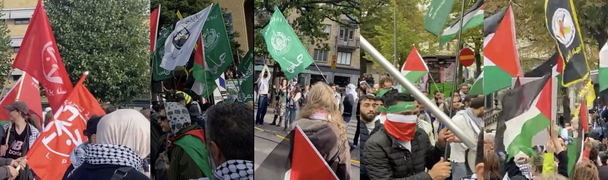 Efter att sk "partiflaggor" varit oönskade en tid under demonstrationerna i Göteborg, var det dags för terrorflaggornas comeback igår. 

Nu hade Hamas, Islamic Jihad, PFLP, Lions Den och Hamasbandanas central plats i tåget igen. Axplock.