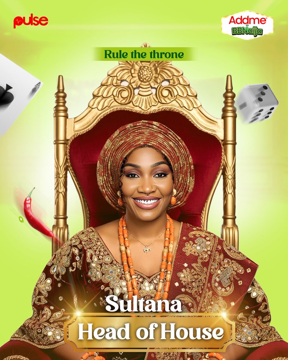 PulseNigeria247's tweet image. Sultana wins the Head of House this week. Congrats to her. 👑👏🏾

Brought to you by @addmenigeria 

#AddmetoBBNaija #Addme