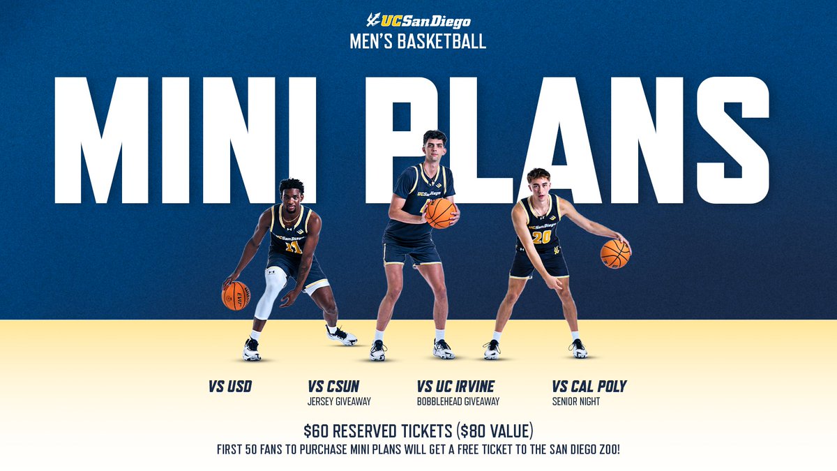 UCSDmbb's tweet image. The Blue Mini Plan is on sale now, with giveaways and key games!

bit.ly/3K8GYaF